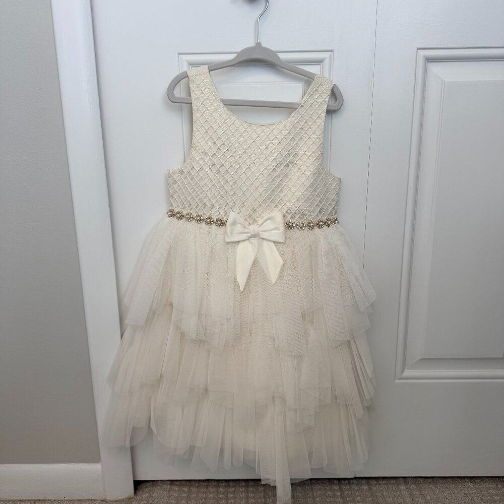 American Princess Girls Tulle Party Dress - Ivory, Size 6